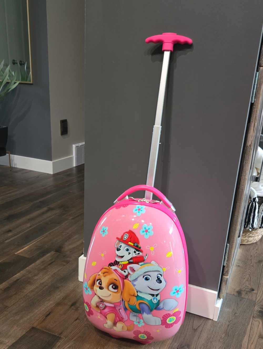 Paw Patrol Kids Pink Hard-Shell Rolling Suit Case with Pop Up Handle
